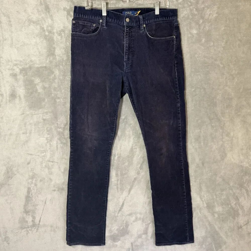 Polo Ralph Lauren Varick Pants 34x34 (Inseam 31.5) Blue Corduroy Straight Slim